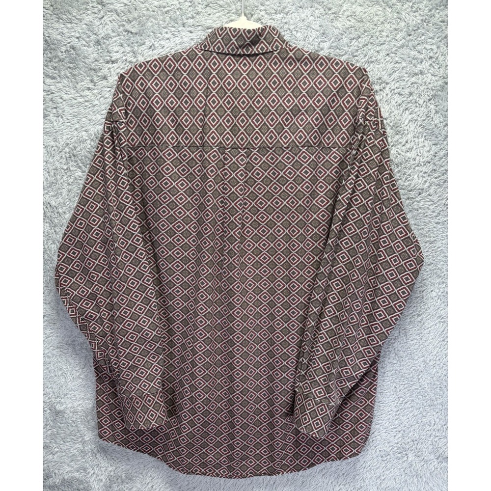 Vintage Supreme Maroon Geometric Print Long Sleeve Button Down‎ Shirt Mens Large - Picture 2 of 8